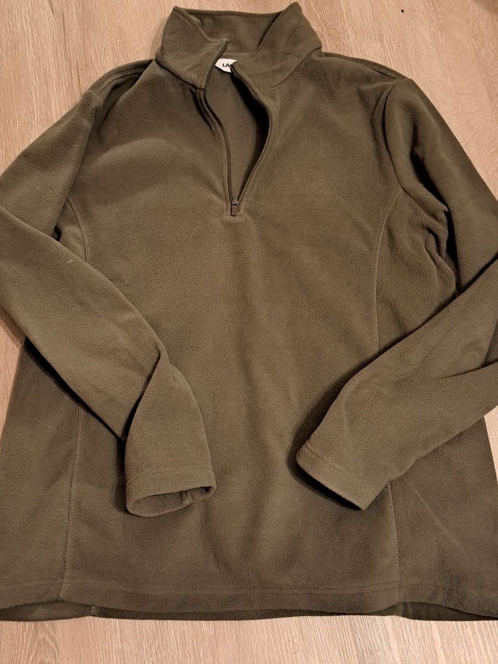 Lands' End Women's Olive Green Quarter-Zip Fleece Pullover